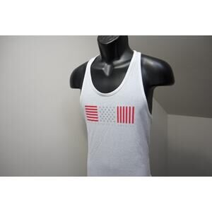 Under Armour Tank Top Gym Shirt HeatGear Fitted USA American Flag Womens‎ Medium